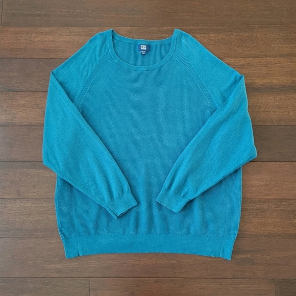 Cutter & Buck Men's Lakemont Mixed Stitch Crew Long Sleeve Sweater Size 3XB Blue - Picture 10 of 10
